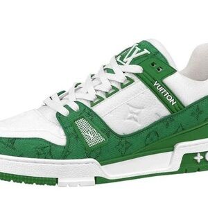 Louis Vuitton Men's Green and White Sneakers